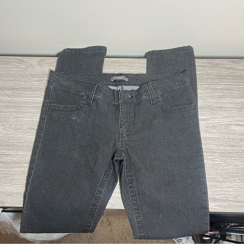 Jaki London Washed Black Gray Skinny Low Rise Jeans Pants 12